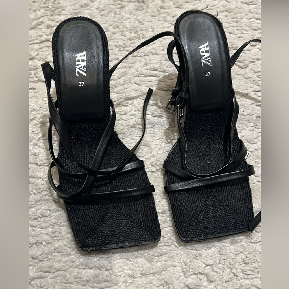 Zara Black Strappy Heels